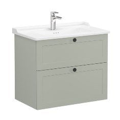 Vitra Root Classic 68875 Lavabo Dolabı, İki Çekmeceli, 80 Cm, Mat Retro Yeşil, Klasik Lavabolu